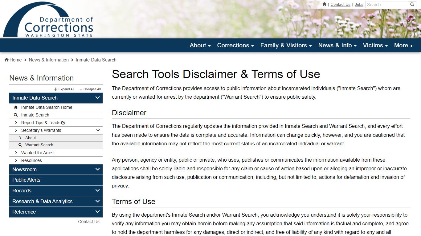 Search Tools Disclaimer & Terms of Use | Washington State Department of ...